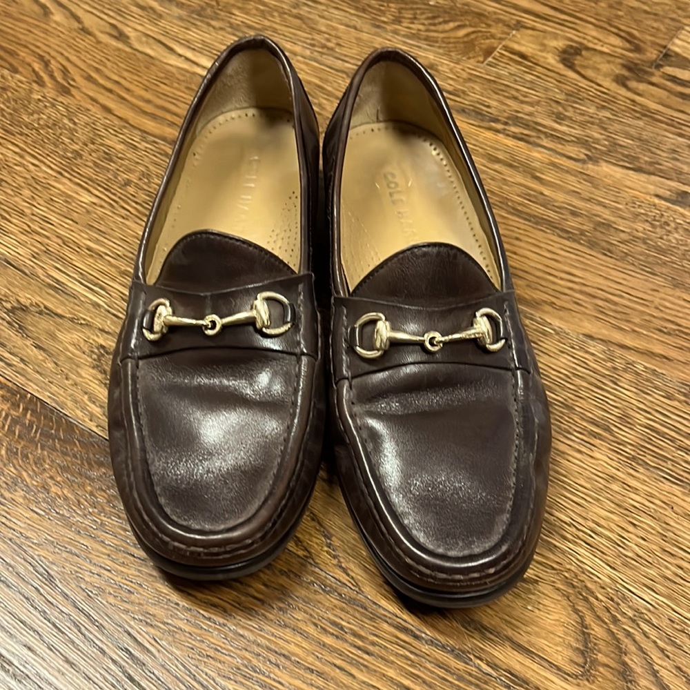 COLE HAAN C02497 ASCOT ll Brown Leather Gold Horsebit Shoes Loafers Size 8 M